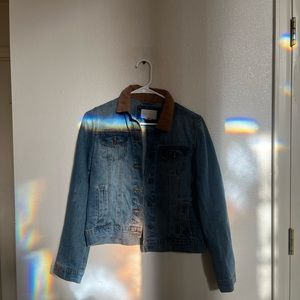 Blue Denim Jacket with Corduroy Collar Size S